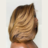 13x6 Transparent Lace Front Pre-plucked 150%180%250% Ombre Honey Blonde Wig - Layered Bob