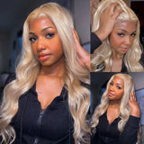 13x6 Transparent Lace Front Pre-plucked Hairline Ash Blonde Colorful Wig - Body Wave