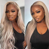 13x6 Transparent Lace Front Pre-plucked Hairline Ash Blonde Colorful Wig - Straight