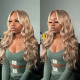 13x6 Transparent Lace Front Pre-plucked Hairline Ash Blonde Colorful Wig - Body Wave