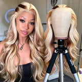13x6 Transparent Lace Front Pre-plucked Hairline Highlight Blonde Color Human Hair Wig -  Body Wave/Straight