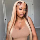 13x6 Transparent Lace Front Pre-plucked Hairline Highlight Blonde Color Human Hair Wig -  Body Wave/Straight