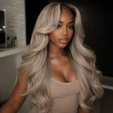 13x6 Transparent Lace Front Pre-plucked Highlight Color Human Hair Wig -  Body Wave Wavy