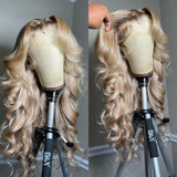 13x6 Transparent Lace Front Pre-plucked Highlight Color Human Hair Wig -  Body Wave Wavy