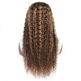 13x6 Transparent Lace Front Preplucked 250% Brown Highlight Color Wig - Water Wave