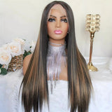 13x6 Transparent Lace Front Preplucked Highlight Color Wig - Straight