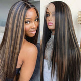 13x6 Transparent Lace Front Preplucked Highlight Color Wig - Straight