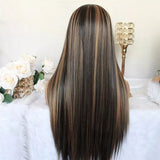 13x6 Transparent Lace Front Preplucked Highlight Color Wig - Straight