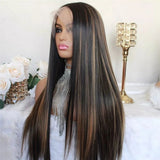 13x6 Transparent Lace Front Preplucked Highlight Color Wig - Straight