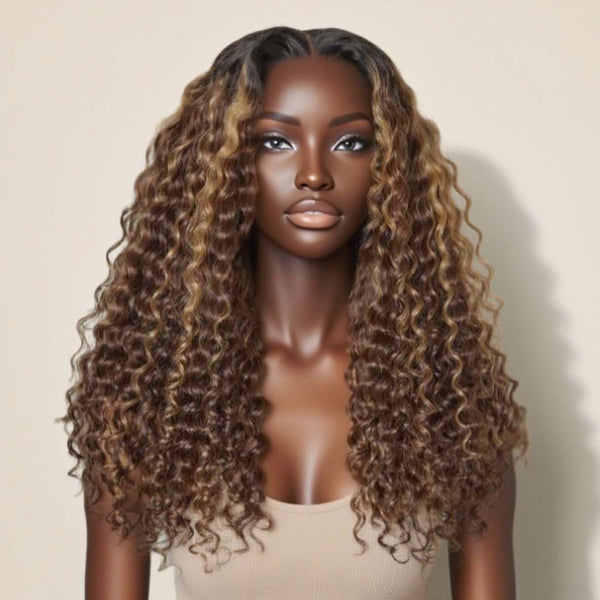 Bye~Bye~KNOTS HD Lace 13x6 Fitted Cap Ear Tap Highlight Color Wig - Bouncy Curl