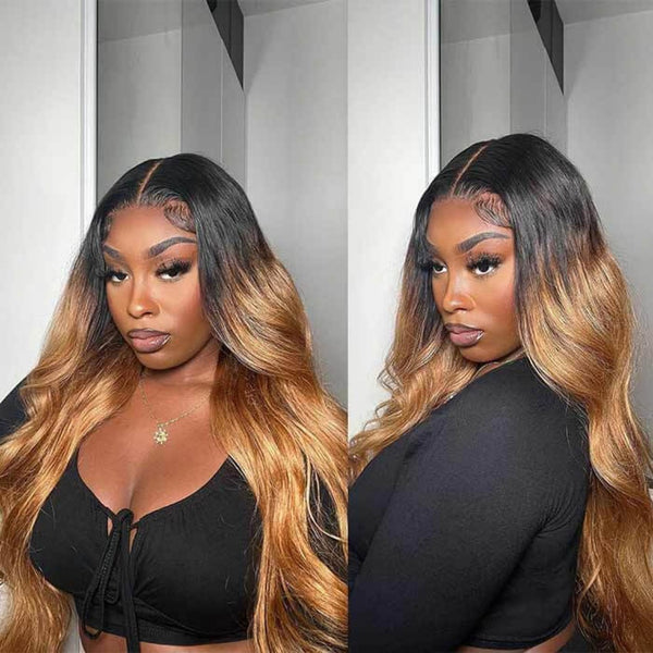 【Flash Sale】13x6 HD Lace Upgraded Pre-plucked 150%180%250% Ombre Color Wig - Body Wave Wavy