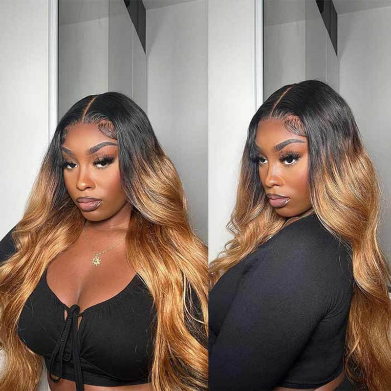 【Flash Sale】13x6 HD Lace Upgraded Pre-plucked 150%180%250% Ombre Color Wig - Body Wave Wavy