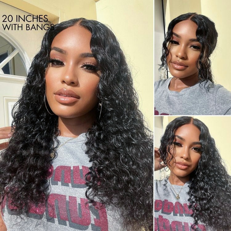 4x4/13x4/13x6/Full Frontal/360/Full Lace Transparent Lace Jet Black 1# Color Wig - Deep Wave