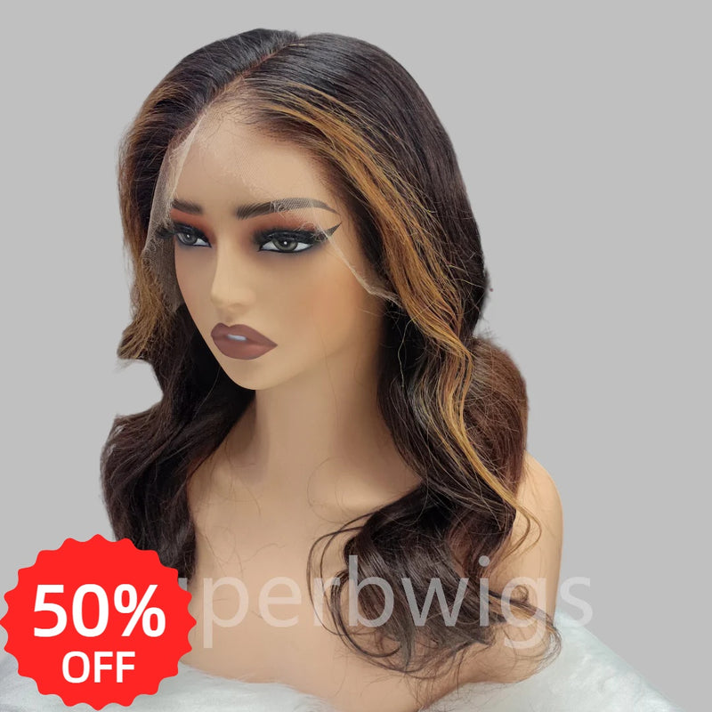 $115【Solo-Piece】13x6 HD Lace Upgraded Preplucked Hairline 16inch 150%Wig - Body Wave Wavy