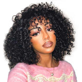 Full Machine Made Human Hair Wig - Spanish Curl with Bang