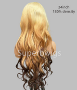 13x4/13x6 Transparent Lace Front Pre-plucked Ombre Blonde Color 150%180% Wig - Body Wave