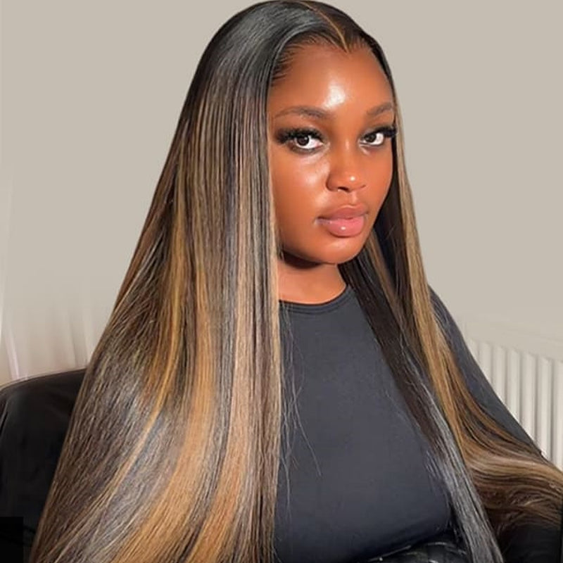 "LAGOS" M-Shaped HAIRLINE 360 HD Lace Invisible Strap Highlight Color Wig - Straight