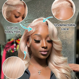 13x4/13x6 Transparent Lace Front Pre-plucked Hairline Ash Blonde Colorful Wig - Body Wave