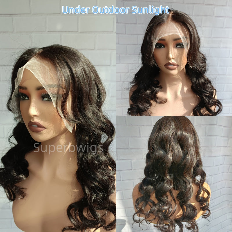 13x4 Transparent Lace Front Pre-plucked Hairline Human Hair Wig -  Body Wave With Curtain Bang