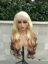 13x4/13x6 Transparent Lace Front Pre-plucked Ombre Blonde Color 150%180% Wig - Body Wave