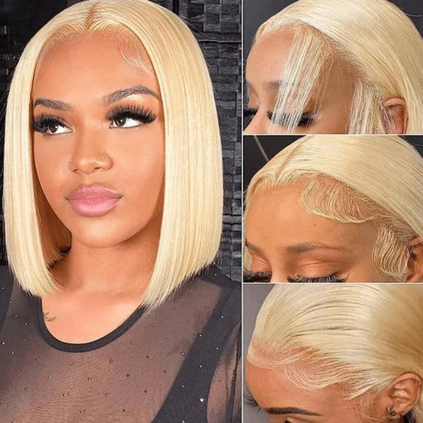 613 Blonde Bob Natural Straight Lace Front Wigs