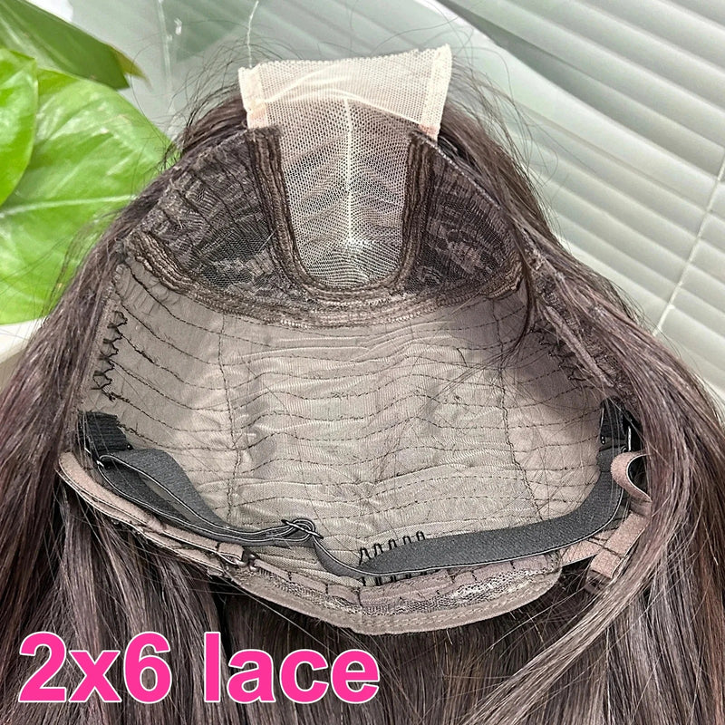 2x6 HD Swiss Lace Middle Part Closure Human Hair Bob Wig - Yaki Straight