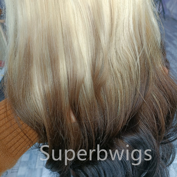 【LUX HAIR】5x5/13x4 HD Swiss Lace Pre-plucked Ombre Color 180% Human Hair Wig - Wavy