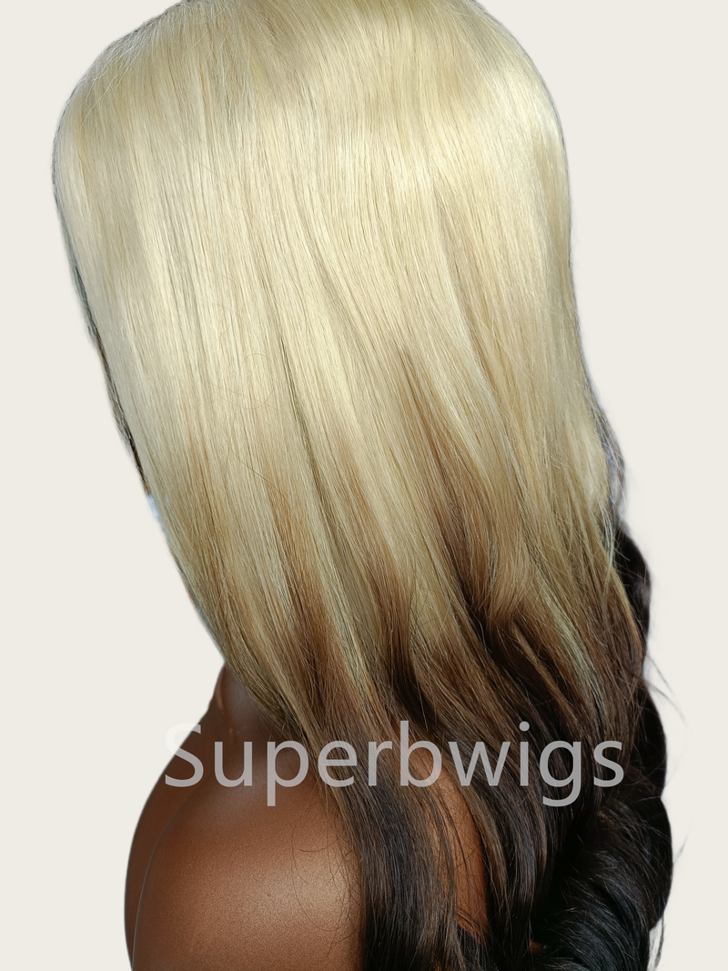 【LUX HAIR】5x5/13x4 HD Swiss Lace Pre-plucked Ombre Color 180% Human Hair Wig - Wavy