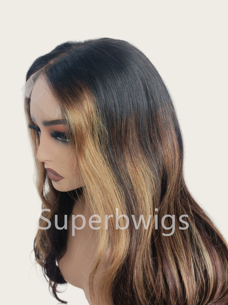 【LUX HAIR】5x5/13x4 HD Swiss Lace Pre-plucked Highlight Color 180% Human Hair Wig - Wavy