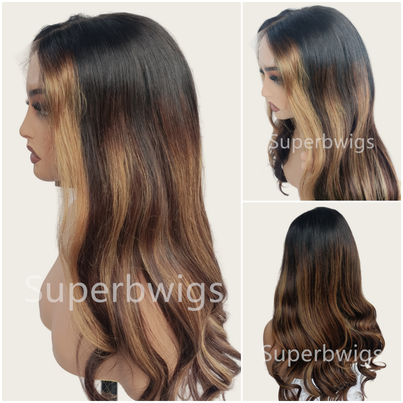 【LUX HAIR】5x5/13x4 HD Swiss Lace Pre-plucked Highlight Color 180% Human Hair Wig - Wavy