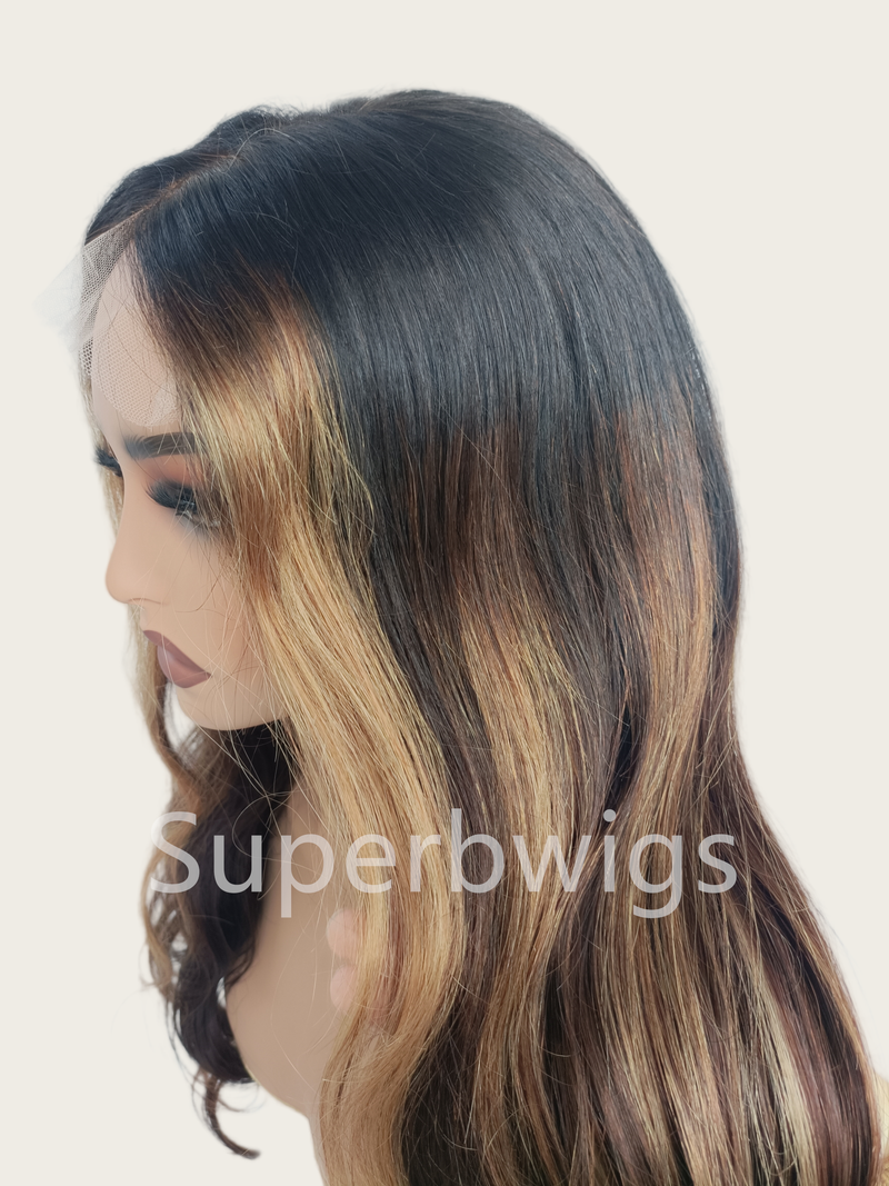 【LUX HAIR】5x5/13x4 HD Swiss Lace Pre-plucked Highlight Color 180% Human Hair Wig - Wavy