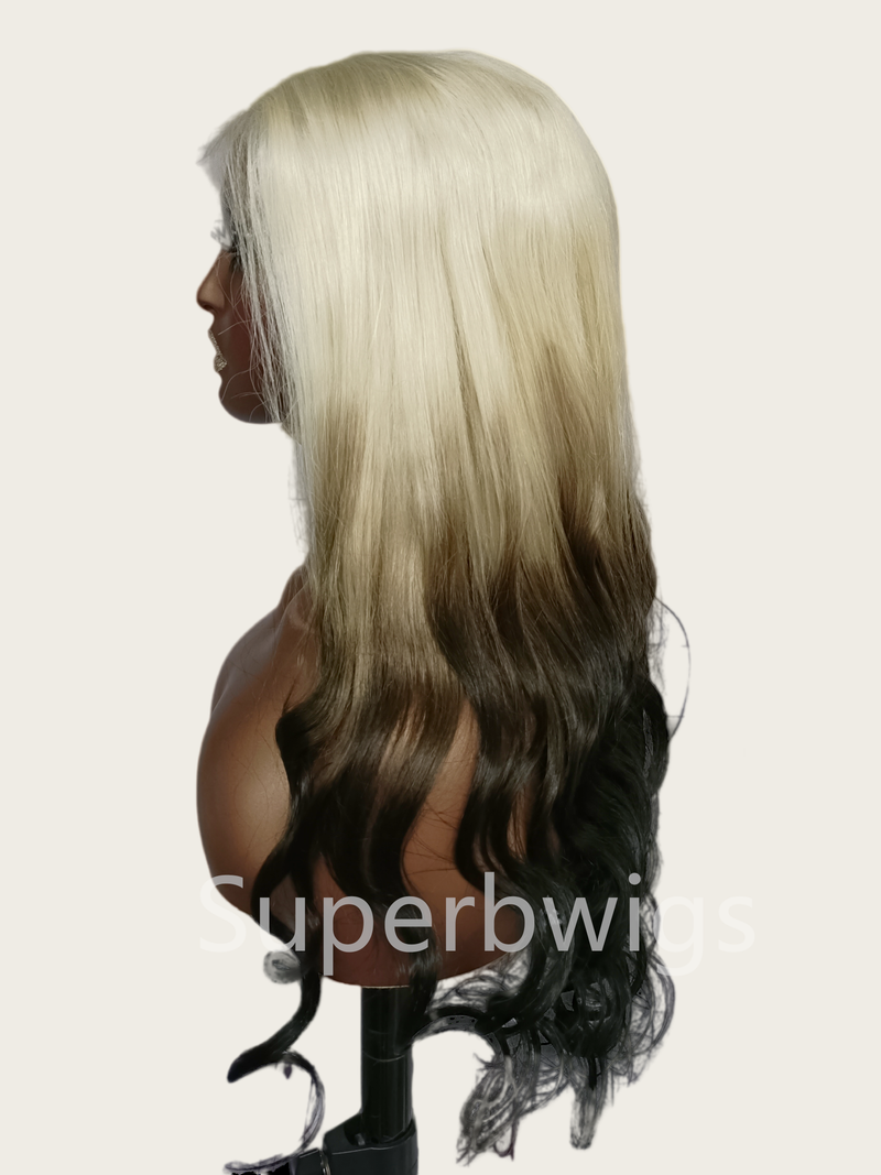 【LUX HAIR】5x5/13x4 HD Swiss Lace Pre-plucked Ombre Color 180% Human Hair Wig - Wavy