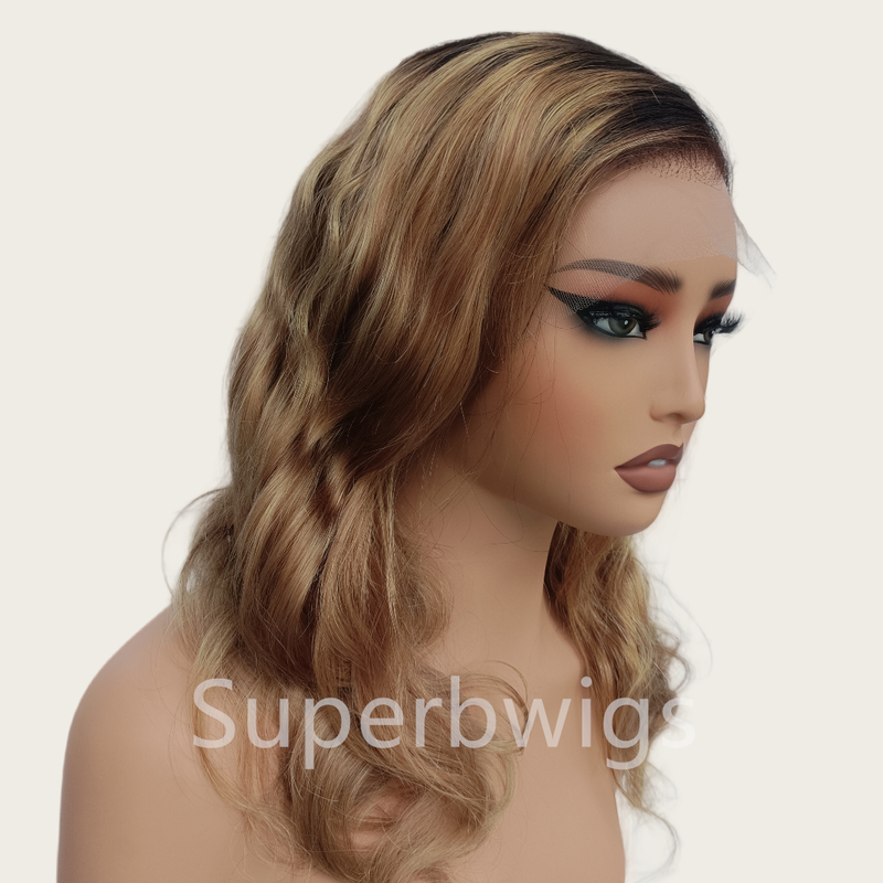 13x6 HD Swiss Lace Front Upgraded Hairline Ombre Color Bob Wig - Body Wave