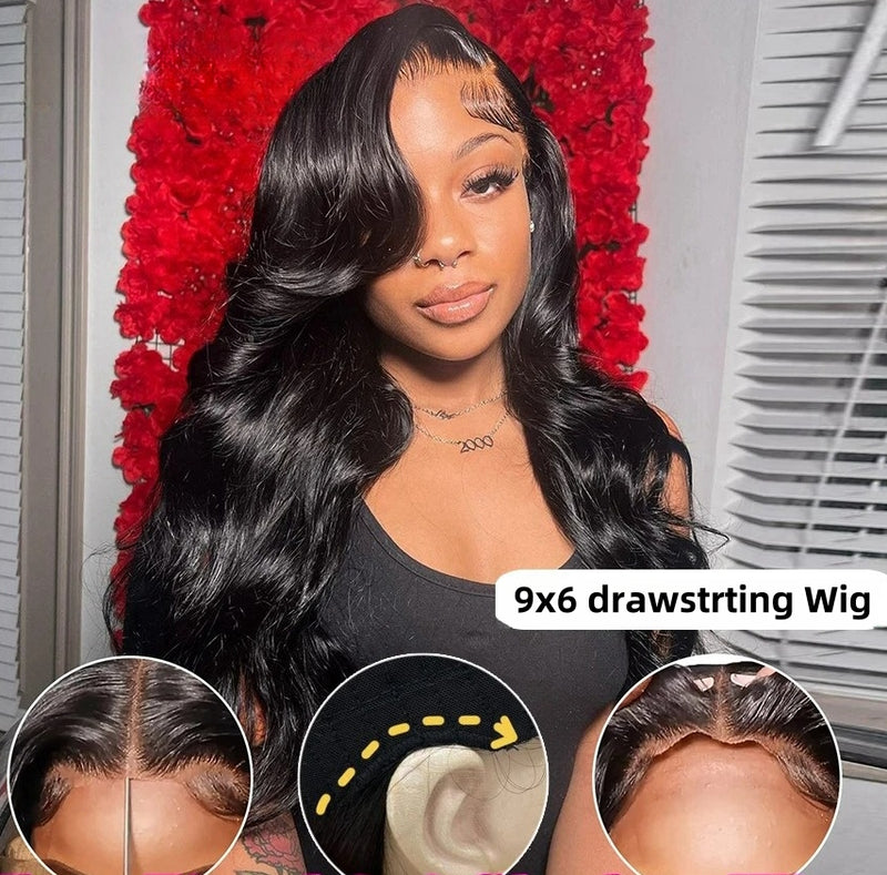 9x6 HD Swiss Lace Upgraded Hairline C-shape Ear Glueless Wig with Drawstring - Body Wave