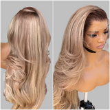 13x4/13x6 Transparent Lace Front Pre-plucked Ombre Blonde Color 150%180% Wig - Body Wave Wavy