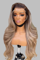 13x4/13x6 Transparent Lace Front Pre-plucked Ombre Blonde Color 150%180% Wig - Body Wave Wavy