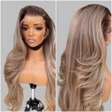 13x4/13x6 Transparent Lace Front Pre-plucked Ombre Blonde Color 150%180% Wig - Body Wave Wavy