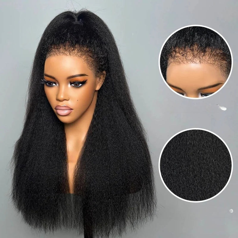 Bye~Bye~KNOTS HD Lace 13x4 Full Frontal Pre-plucked Hairline Wig - Kinky Straight with New Born Edge