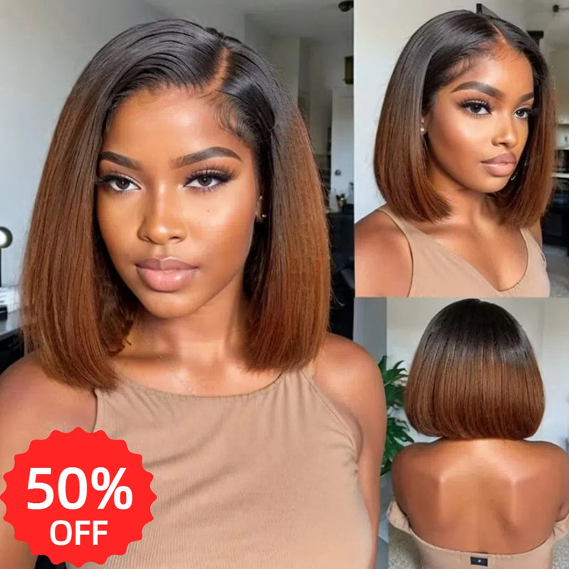 [50% OFF]HALF PRICE ///13x4 Transparent Lace Ombre Color Bob Wig - Straight Bob