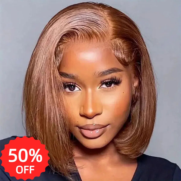 [50% OFF]HALF PRICE /// 5x5 /13x4 Transparent Lace #4 Brown Color Wig - Straight Bob