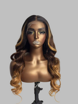 Bye~Bye~KNOTS HD Swiss Lace 13x6 Fitted Cap Ear Tap Highlight Ombre Color Wig - Body Wave Wavy