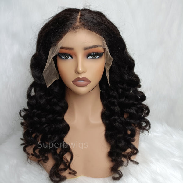 Bye~Bye~KNOTS HD Swiss Lace 13x6 Fitted Cap Ear Tap 4C Edge Wig - Kinky Loose