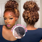 【Flash Sale】360 Transparent Lace Pre-plucked Hairline 250% Density Highlight Color Wig with Invisible Strap - Water Wave