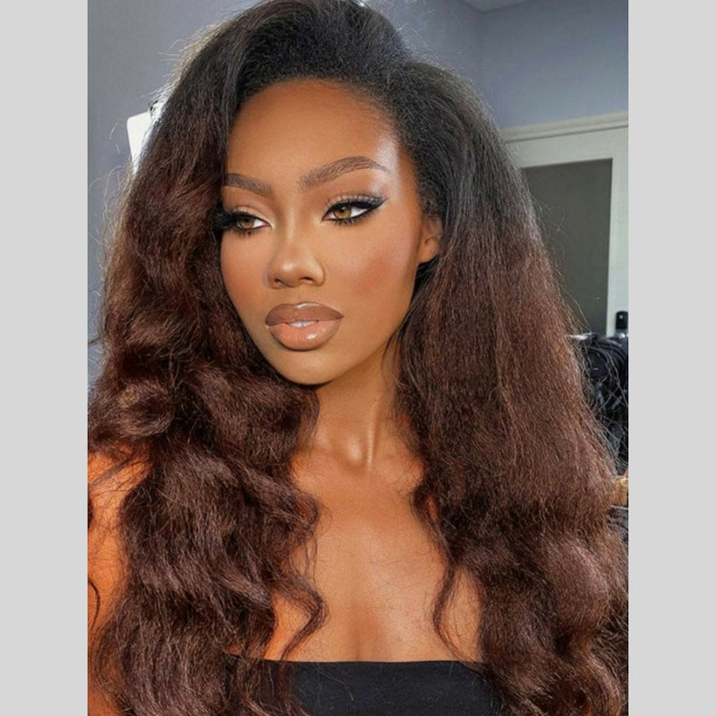 【Upgraded】PreCut 4-Line Invisible Strap 360 HD Lace Wig - Kinky Wave