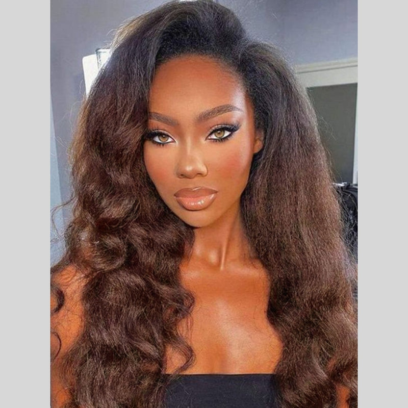 【Upgraded】PreCut 4-Line Invisible Strap 360 HD Lace Wig - Kinky Wave