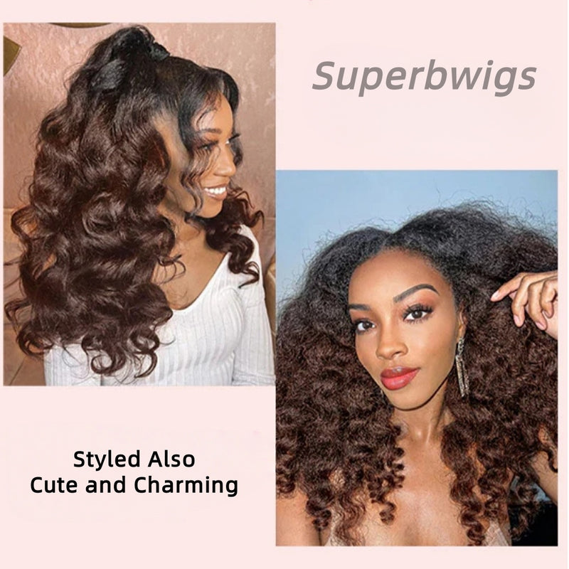 【Upgraded】PreCut 4-Line Invisible Strap 360 HD Lace Wig - Kinky Wave