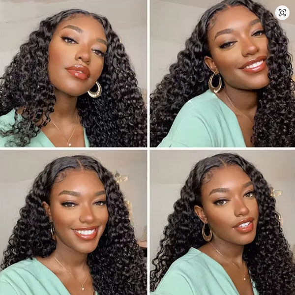 【Upgraded】PreCut 4-Line Invisible Strap 360 HD Lace Wig - Water Curl
