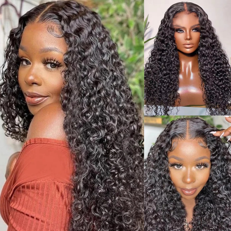 【Upgraded】PreCut 4-Line Invisible Strap 360 HD Lace Wig - Water Curl