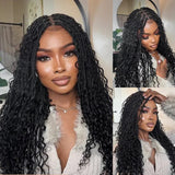 "Fitted Cap" Full Lace Knotless Braided Wig with Invisible Strap - Boho Curls