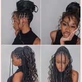 "Fitted Cap" Full Lace Knotless Braided Wig with Invisible Strap - Boho Curls